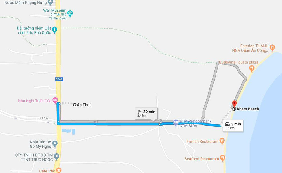 Hướng dẫn đường đi từ thị trấn An Thới tới Bãi Khem, Phú Quốc - Food Tour